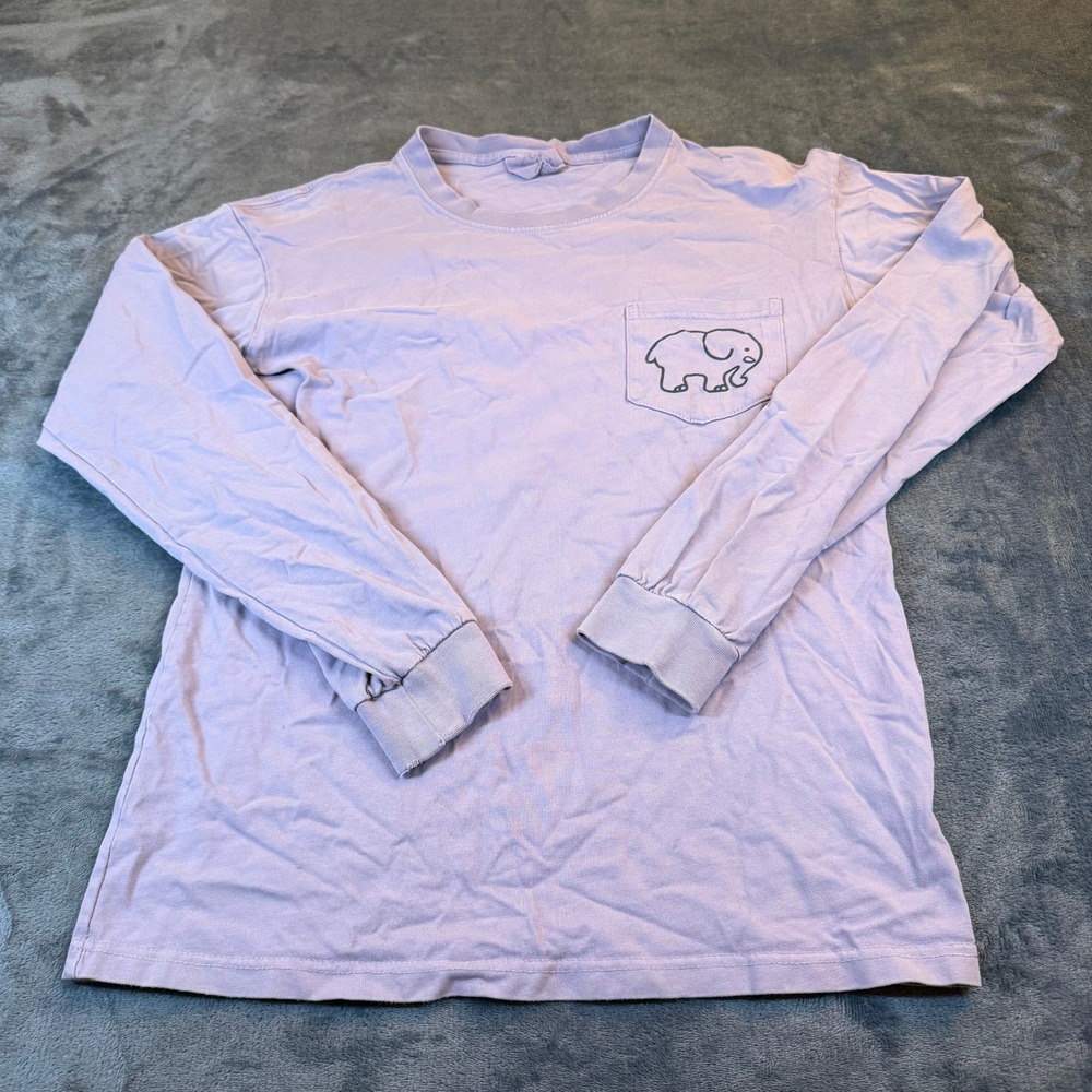 Ivory Ella Lavender Long Sleeve‎ T-Shirt Elephant Pocket Back Print Womens Small